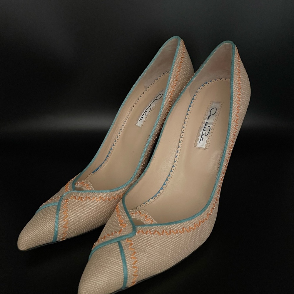 Oscar de la Renta Linen High Heels London - Picture 6 of 10